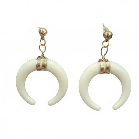 White Gold Half Circle Moon Crescent Drop Dangle Earring Fashion Jewelry JB1-06 - Picture 2 of 2